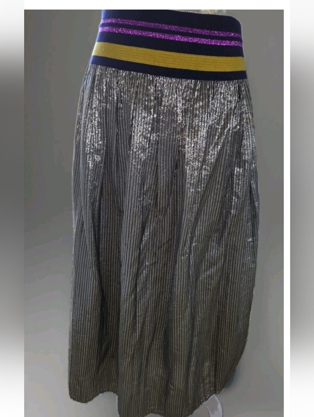 J. McLaughlin Metallic Skirt - Elastic Waist Size L